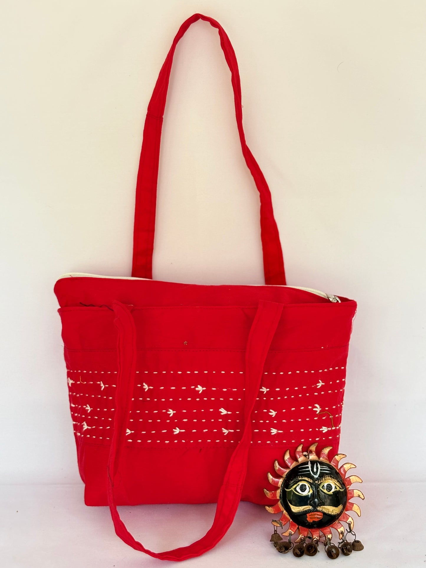 Women's Stylish Red Sling Bag Embroidery Design