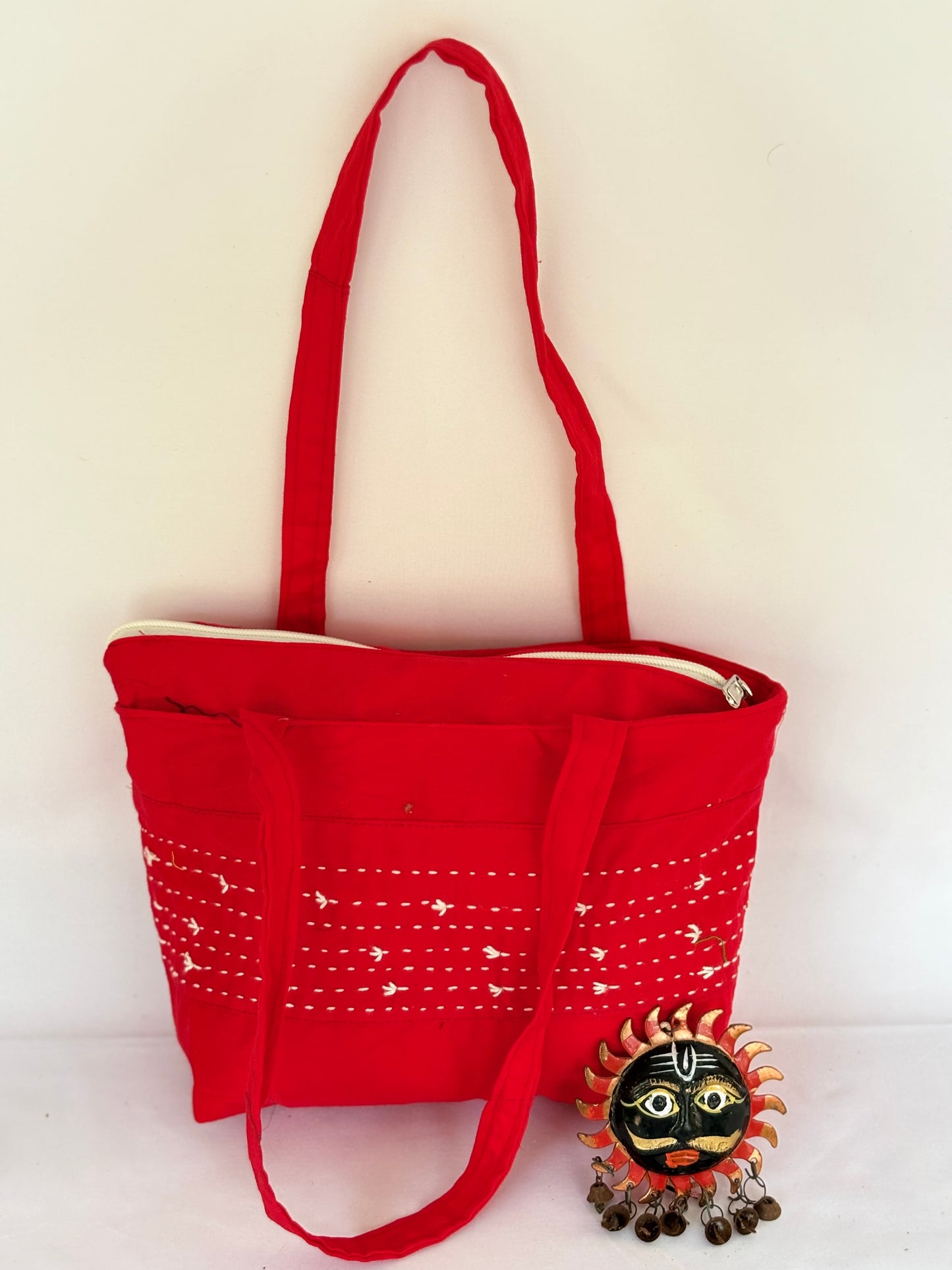 Women's Stylish Red Sling Bag Embroidery Design