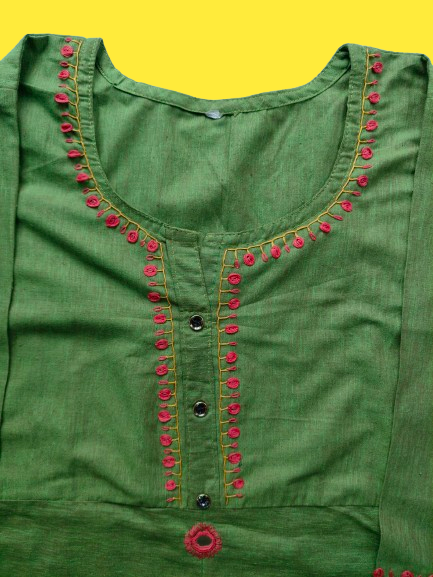 Green Women's One Piece Embroidery Design