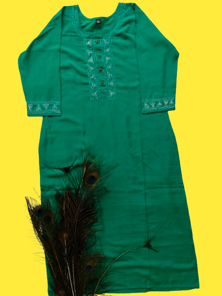 Pista Green Dark Women's Kurti Embroidery Design