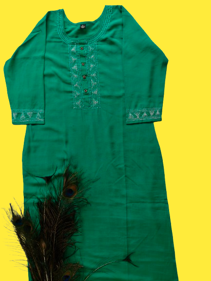 Pista Green Dark Women's Kurti Embroidery Design