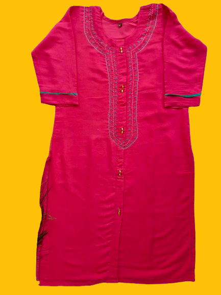 Pink Women's Kurti Embroidery Design