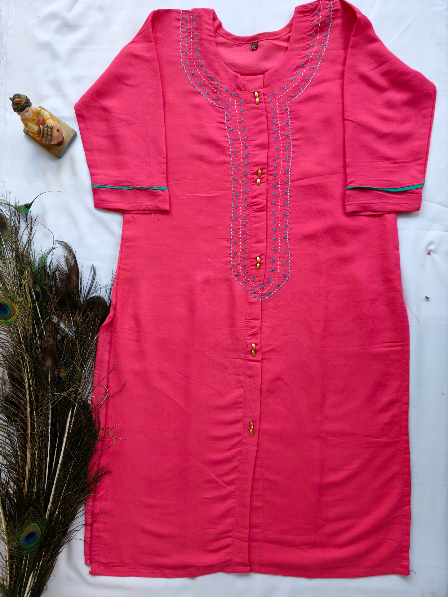 Pink Women's Kurti Embroidery Design